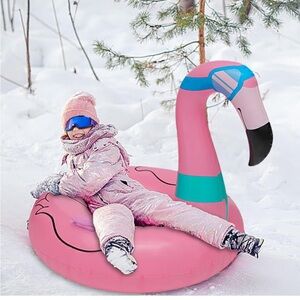 WinterSnow❄️TubesFlamingo🦩Snow❄️Sled wHandles4Kids👦🏻👧🏻&Adult👫OutdoorSports